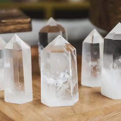 1 peça Deslumbrante Cristal de Quartzo Hialino Natural Ponta Torre de Cristal para Decoração de Casa e Escritório e Presente de Feriado