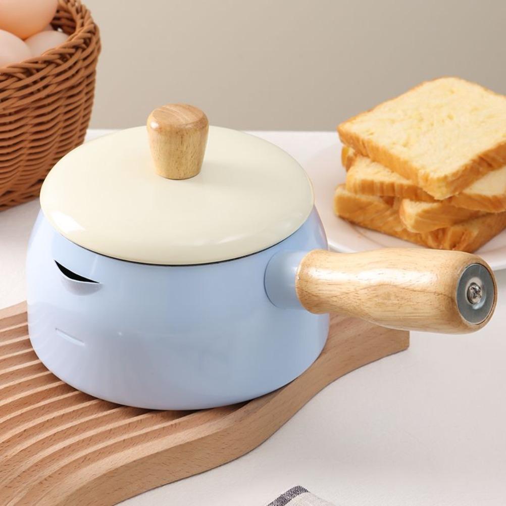 Japanischer Stil Milchkännchen 14cm Antihaftbeschichtet Einzelgriff Kochtöpfe Reines Eisen Flacher Boden Nudel Ergänzungsnahrung Kleiner Topf