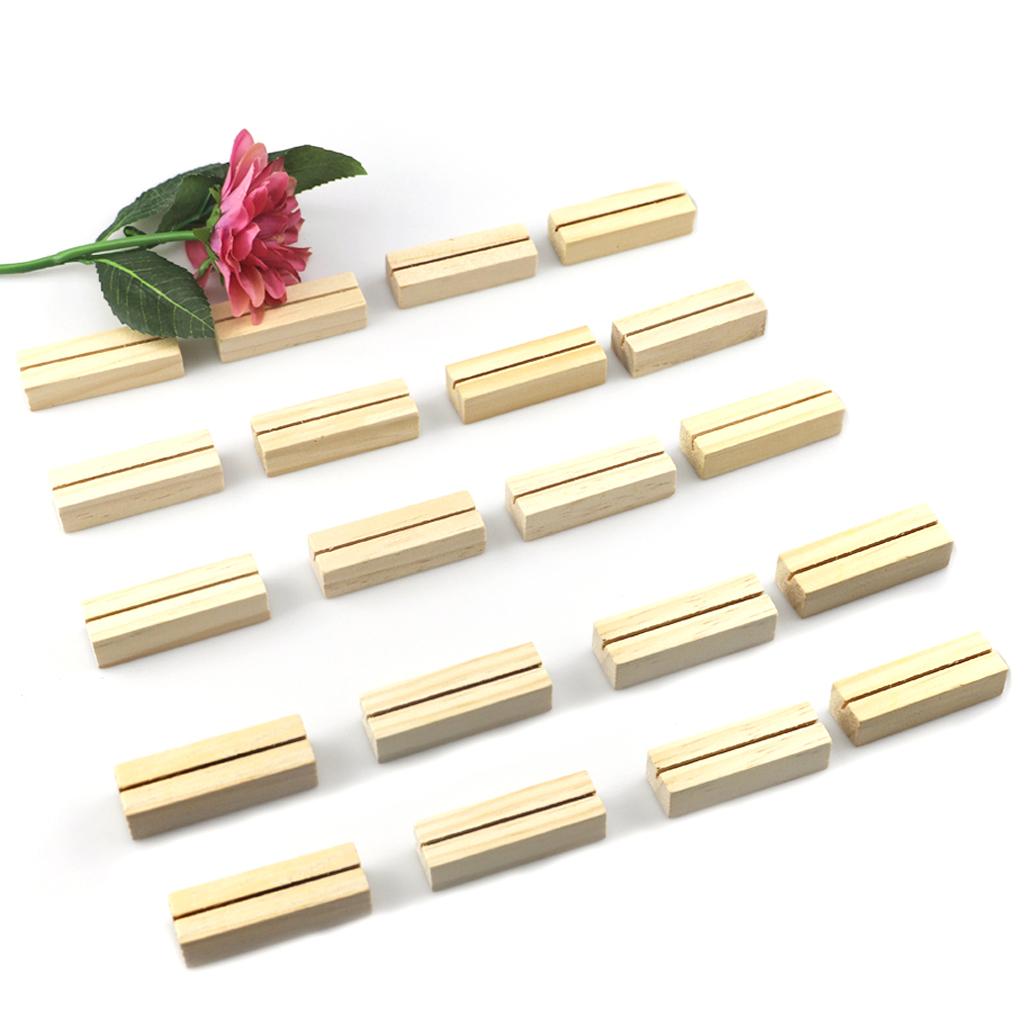 20 stk Naturlig Tre Navn Memo Klyper Fotoholder Visittkortstativ Skrivebord Meldingsorganisator