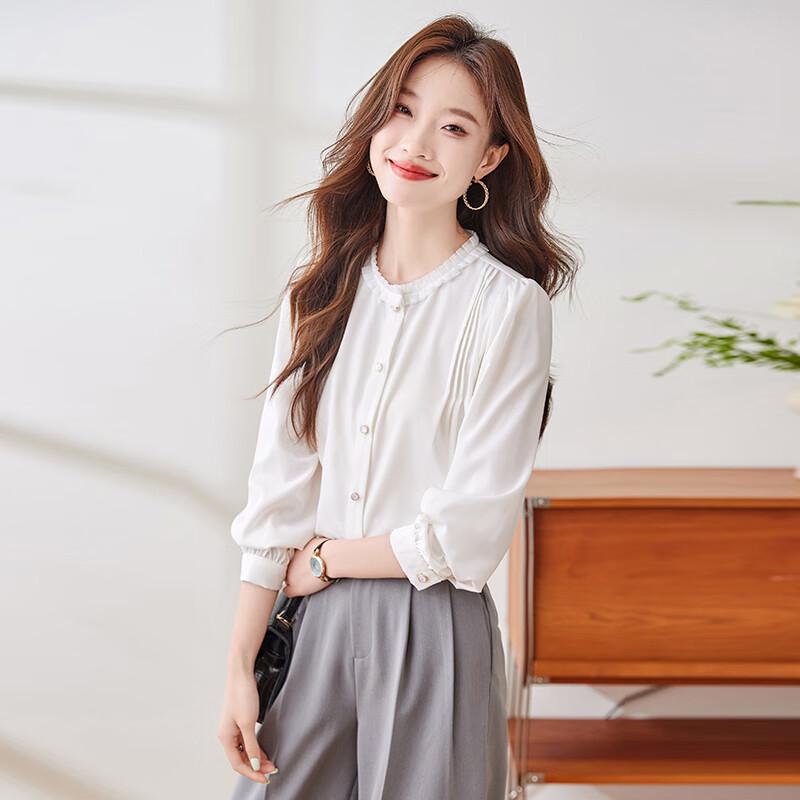 Tromen Women s French Ruffle Long Sleeve Blouse 3XL