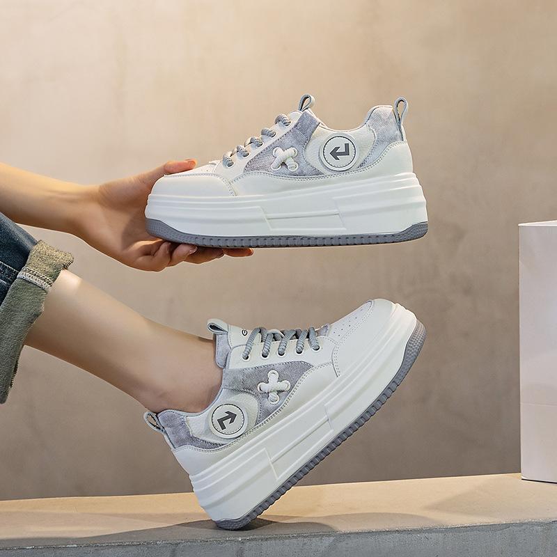 

6,5 см каблук женские балетки платформа скейтбординг обувь модные круглые широкие носки кроссовки для отдыха из спилка женские прогулочные туфли 39 серый