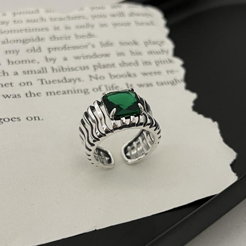 PANJBJ 925 Sterling Silver Line Rings Punk Vintage Charm Double Layer Geometric Nail Design New Party Accessories Gift Dropship