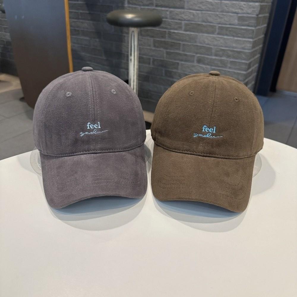 Simple Adjustable Rugged Baseball Cap Solid Color Wide Brim Peaked Cap Embroidery Letter Sun Hat for Women