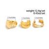Ingemark 3Pcs/Set Retro Unique Smooth Curved Water Drop Open Rings For Women 2026 Trendy Gold Color Finger Rings Wedding Jewelry