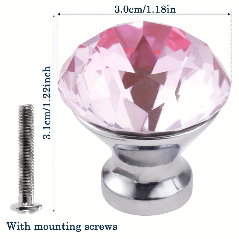 5pcs 1.221.18 Inch Decorative Pink Glass Pulls, Crystal Dresser/Cabinet Knobs for Bathrooms/Kitchens, with Screws