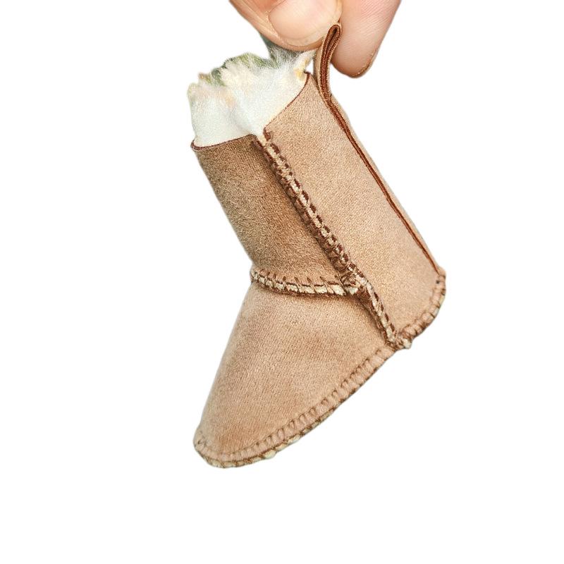 Suede Fur Baby Snow Boot Keychain Pendant