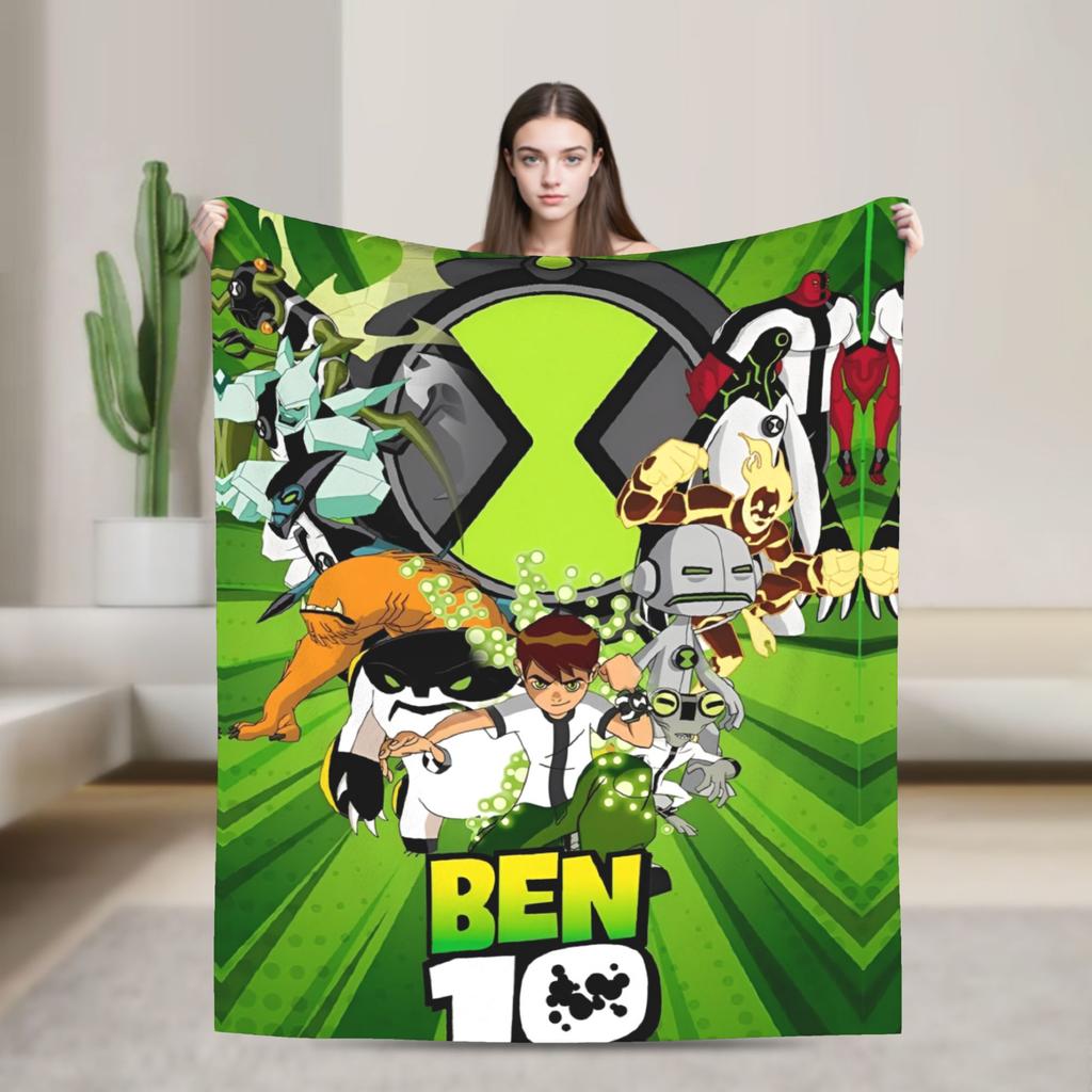 Ben 10 Omnitrix Unleashed Flannel Blankets  Warm Soft Bedding Throws for Couch Bed Picnic Aesthetic Bedspread Sofa Bed Cover