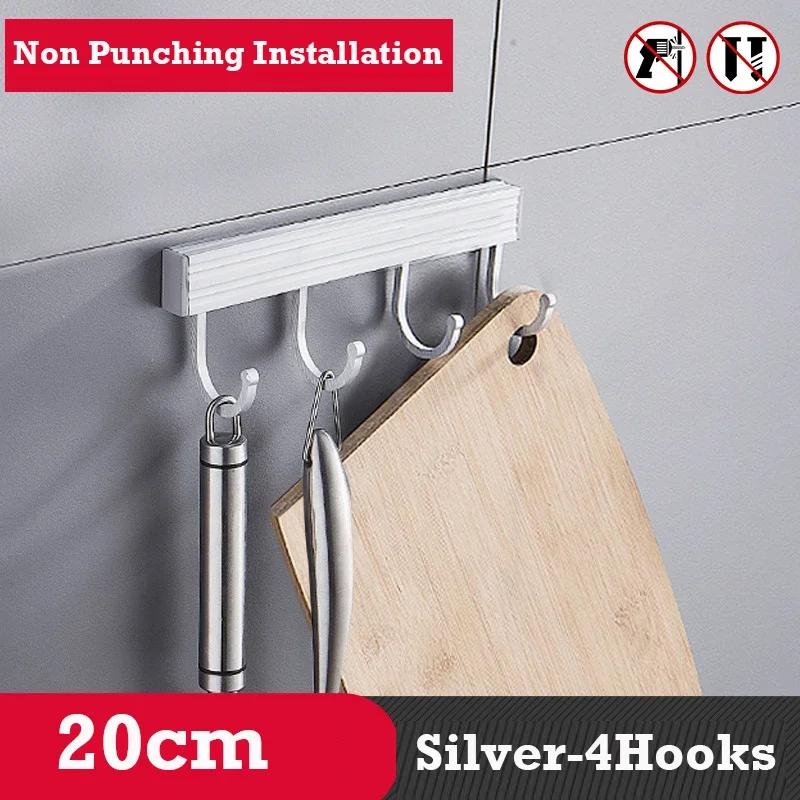 20/30/40/50CM Kitchen Hook Rack Punch-free Wall Mounted Storage Racks For Cup Kitchenware Home Bathroom Kitchen Accessories