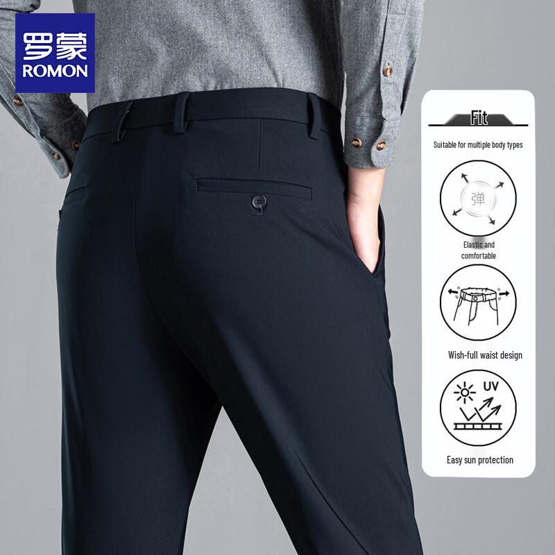 Romens Men's Business Casual Straight-Leg Trousers