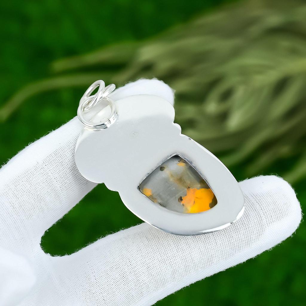 Mothers Day Sale Sterling Silver Bumble Bee Jasper Stone Bezel Pendant Jewelry