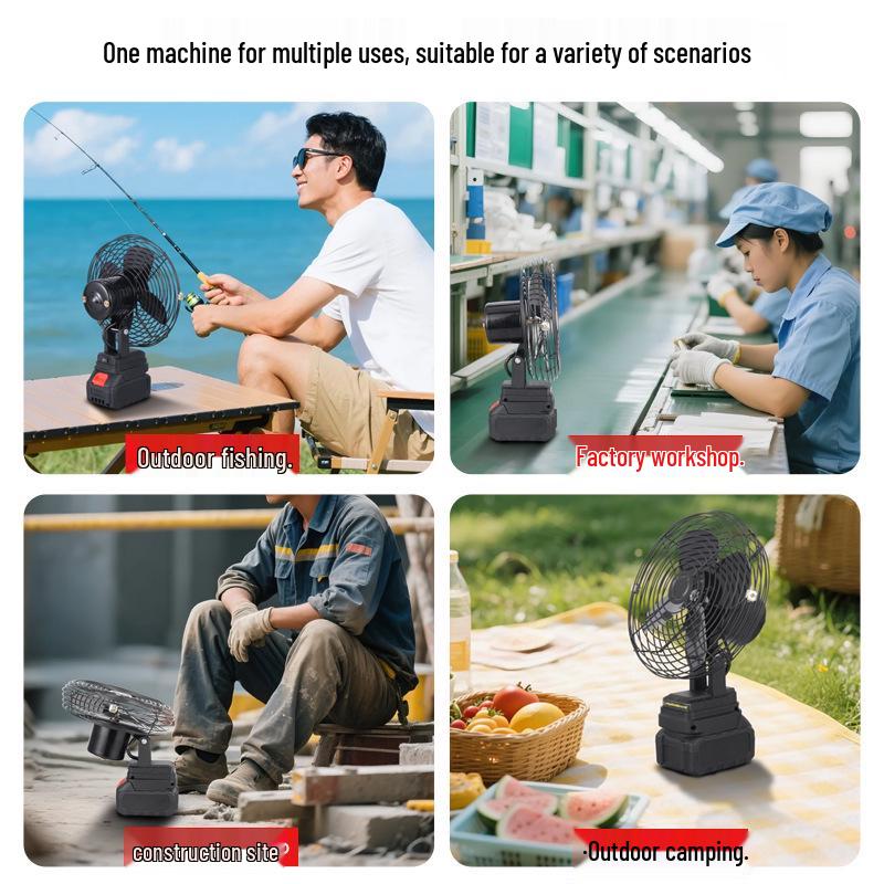 8-inch Lithium Battery Fan: High Wind Power for Outdoor Camping, Fishing, and Construction