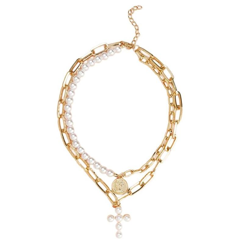 Уникальное Двухслойное Ожерелье из Сплава Нежное Ожерелье с Мерцающими Жемчужинами Подходит для Элегантных Случаев