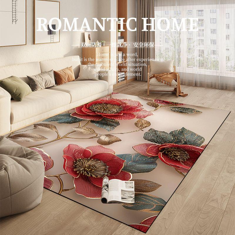 

Luxury 3D Flower Carpet for Living Room European Decorate Bedroom Rugs Fluffy Soft Lounge Rug Non-slip Coffee Table Mat Washable 60x90cm
