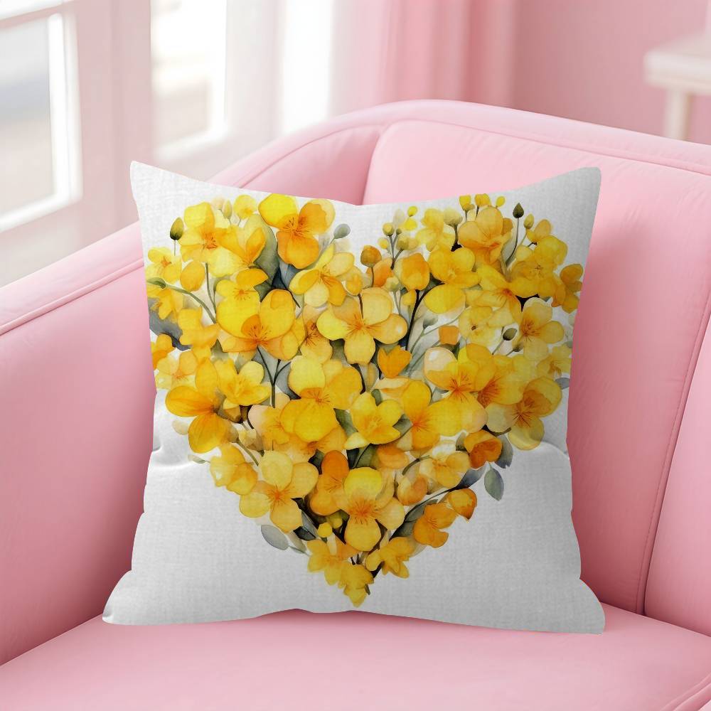 Anime Flower Love Double-Sided Printed Pillow Cover Short Plush Suitable Living Rooms Bedrooms Sofas Throw Cushion Cover