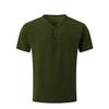 Solid Color V-neck Breathable Sweat Wicking Casual Sports Top Button Short Sleeved Men's T-shirts