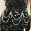 Ladies' Black Leather Waist Strap With Adjustable Chain Style Body Decoration Daily Sexy Party And Holiday Clothing Accessories