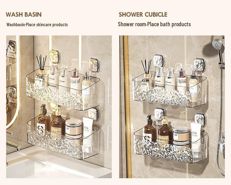 Stansfritt väggmonterat badrumsförvaringsställ: Kam, Rakhyvel, Tandborsthållare