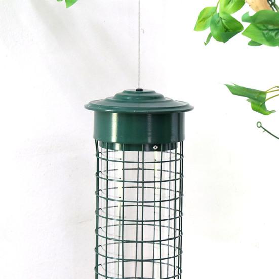 Metal Birds Feeder for Outdoors Hanging Squirrel Proof Seeds Feeder with Perches for Wild Birds Finch Blue Jay Chickadee