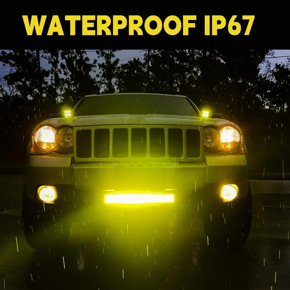 LED Work Light Amber Led Bar 12-24V Headlights Offroad LED Pods 4X4 Spotlights Driving Fog Lamp for Tractors Truck Motorcycle