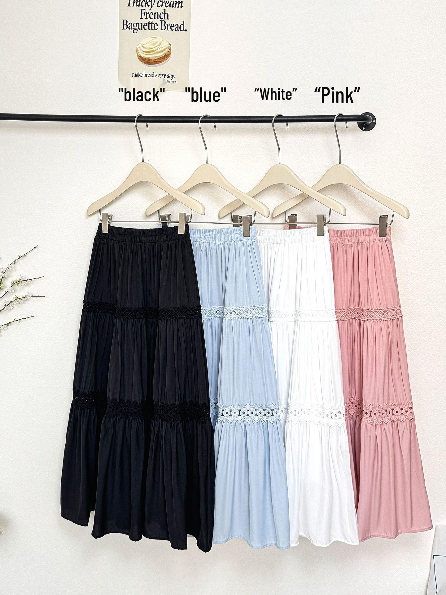 Premium Heavy-Duty Lace Crochet Embroidery Women s White A-Line Tiered Skirt One Size чёрный