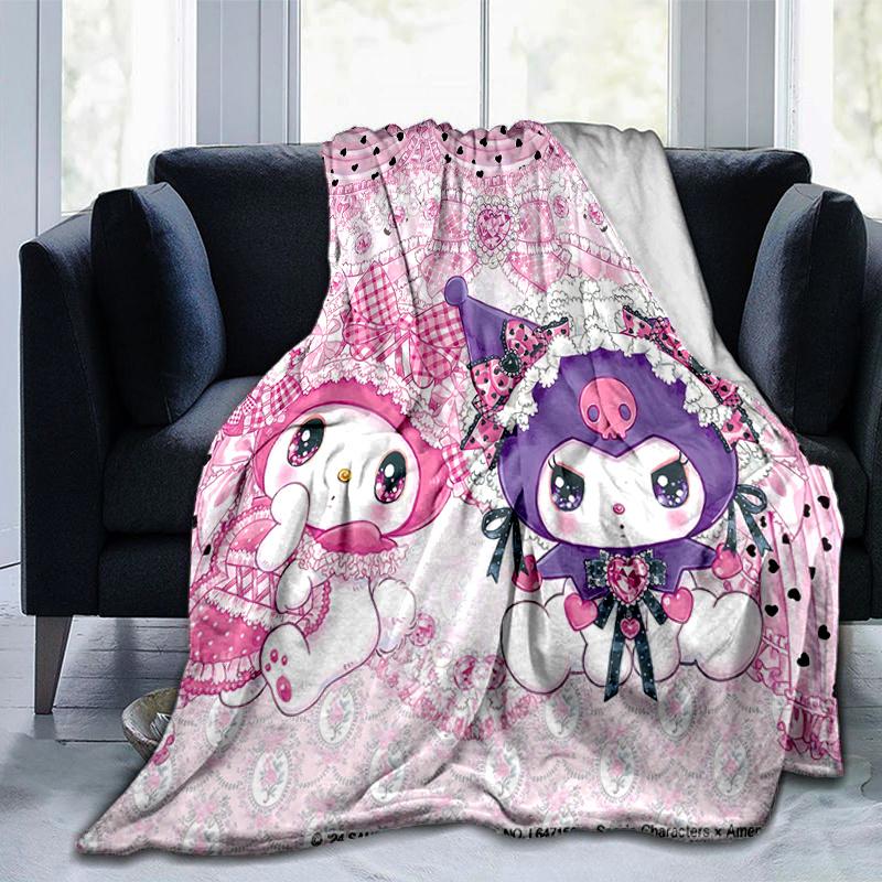 1 шт. Плед с персонажами Sanrio Куроми и друзьями, Мягкий плед для домашнего декора, Идея подарка для семьи и друзей, Сезонное использование, Уютное постельное белье, Идеальный