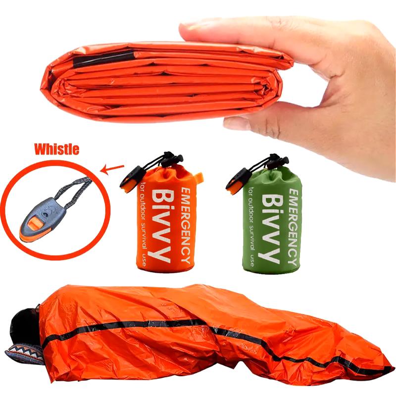 Acil Durum Uyku Tulumu Ultra Su Geçirmez Mylar Termal Battaniyeler Hafif Hayatta Kalma Uyku Tulumu Kamp Yürüyüş İçin Sıcak Tutar