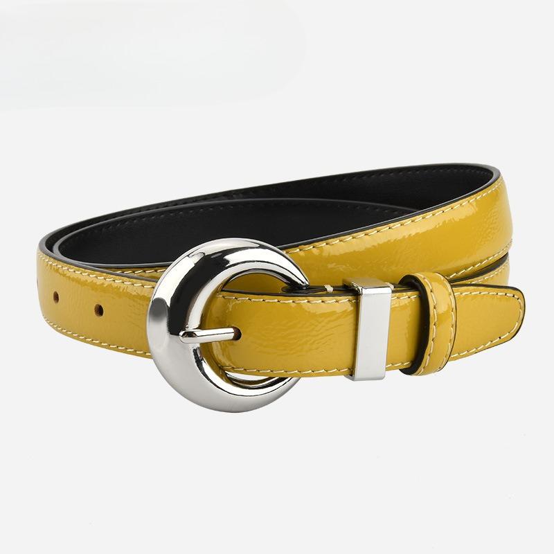 Korean Lacquered Belt for Women's Top Layer Cowhide Simple and Fashionable Versatile Jeans Decorative High-end Women's Belt