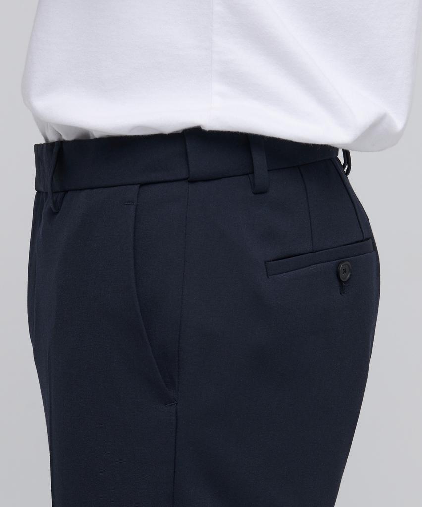 MUSINSA STANDARD Semi-Wide Slit Hidden Banding Slacks [Navy]
