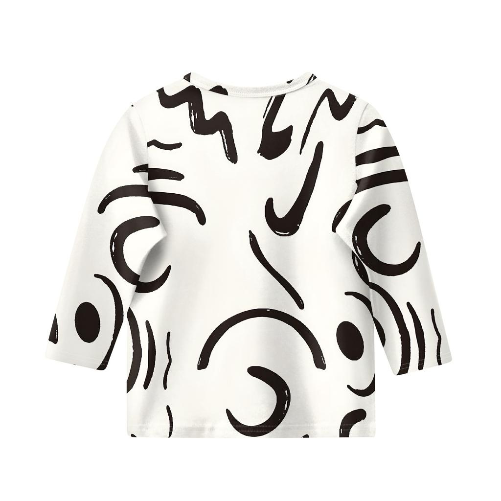 Children's 3/4 Sleeve Tops Casual  Print T Shirt Round Neck Pullover Blouse