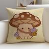 Cute MMushroom KidS Cushion Cover Breathable and skinfriendly linen pillowcase square removable and washable cushion