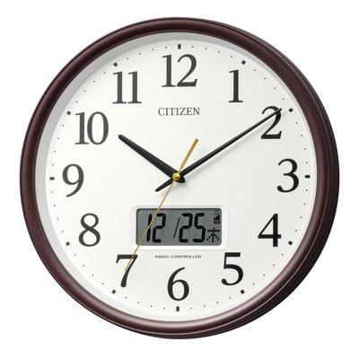 RHYTHM Citizen Wall Calendar LCD Silent Continuous Second X CITIZEN Clock, Radio-Controlled, Analog, Temperature, Humidity, (Digital Display), Hand,