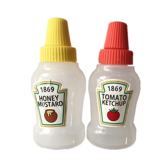 2 szt. 25 ml Kreatywna butelka na sos do sałatek Ergonomiczna szczelna plastikowa butelka na sos pomidorowy do domu