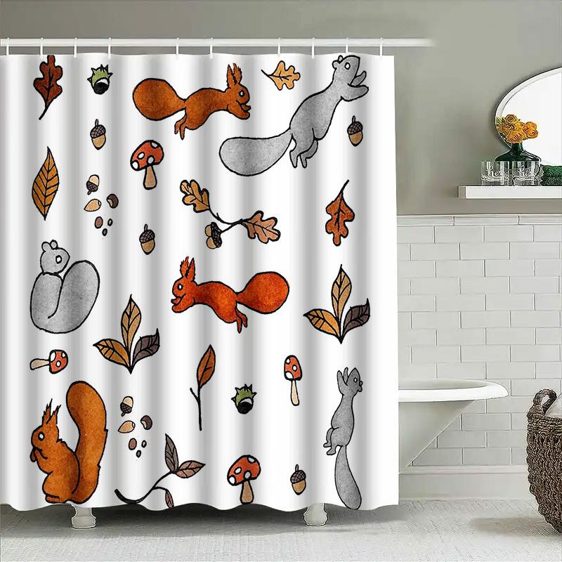 Forest Woodland Animals Shower Curtain Rustic Deer Fox Nature Bathroom Decor Set Waterproof Vintage Farmhouse Home Decor
