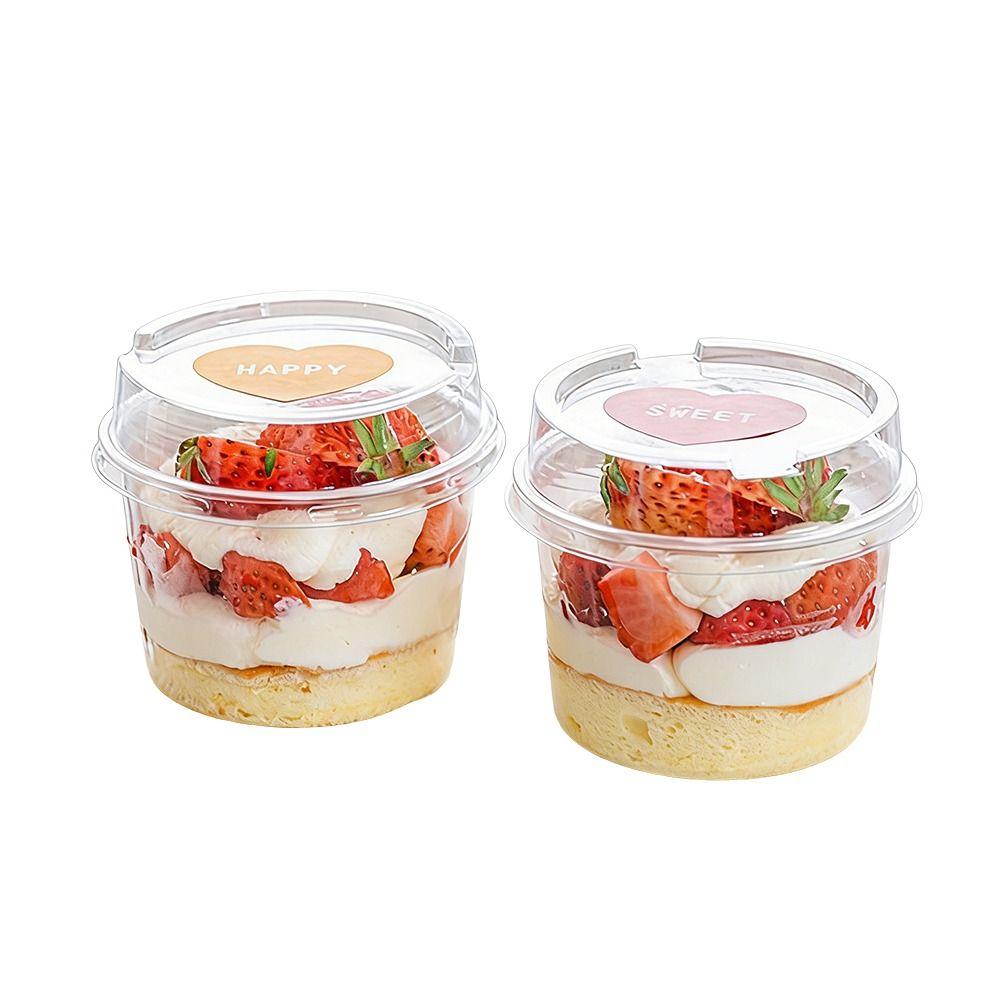 50PCS With Lid Disposable Pudding Cups Transparent Bowl Dessert Cups Yogurt Cup Rice Pudding