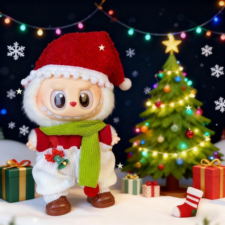 Clothes Only - Suitable for Labubu Baby Clothes, One, Two and Three Generations of Labubu Pendant Dolls Can Wear Christmas Baby Clothes Set