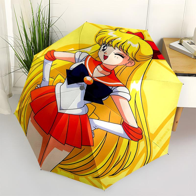 1pc Sailor Moon Inspired Umbrella Auto Open Close, Portable 3-Fold Design, 8-Bone Iron Frame, Outdoor, Perfect Gift for Fans, Travelers, Everyday Use.