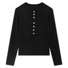 Spicy Girl Elegant Slim-Fit Long Sleeve Button-Down Top for Women, Autumn/Winter, Flattering Inner Layer with Regular Shoulders.