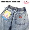 COOKMAN Chef Pants Short Snow Washed Denim (M, 31945 Blue)