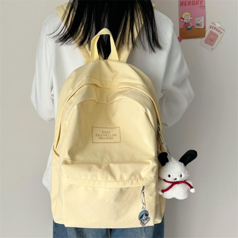 Simple Solid Color Schoolbag Large Capacity Student Backpack Campus Backpack Versatile