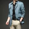 Spring Autumn Long Trench Men Turn Down Collar Fashion Business Casual Windbreaker Coat Male England Style Outerwear Plus Size