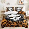 Brow Skull Skeleton Bedding Set Halloween DecorDuvet CoverQueen SizeLuxurySoft BeddingComforter CoverRose Death Skull