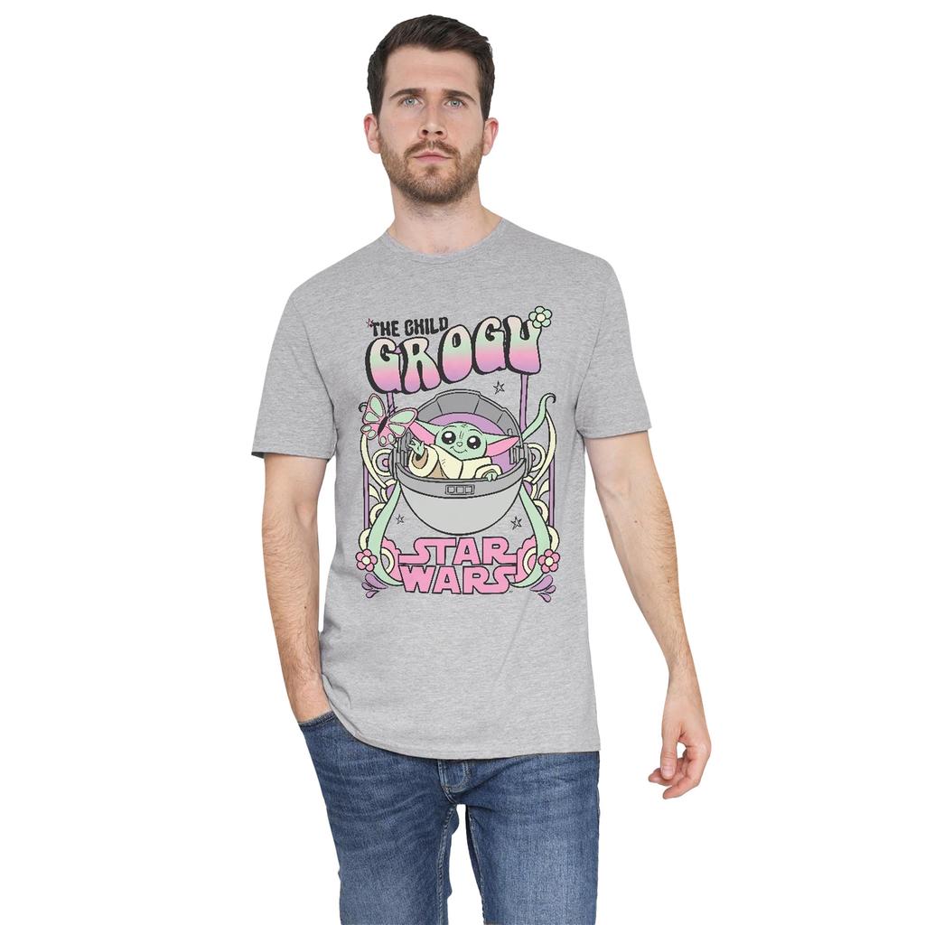 Star Wars: The Mandalorian Mens Grogu Hippie T-Shirt