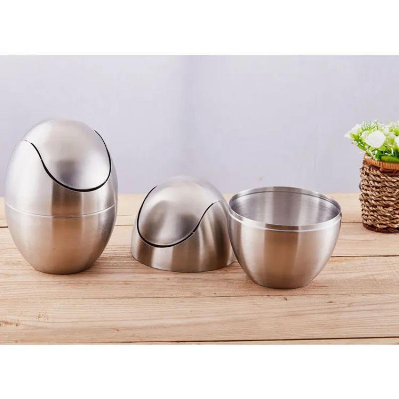 1 st Mini Papperskorg 304 Rostfritt Stål Bord Skrivbord Skräporganisatör Avfallskorg Skräphållare för Kontorsbruk