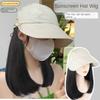 Bucket Hat Fisherman Hat with Wig Wide Brim Short Straight Hair Simple Women Sun Cap Wig  Travel