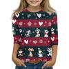 Christmas Children's 3/4 Sleeve Tops Casual  Printed Daily T Shirt Round Neck Pullover Blouse