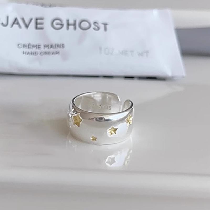 PANJBJ Real 925 Silver Retro Round Ring For 2 Rigns Women Chain Vintage Fine Jewelry Minimalist Accessories Gift