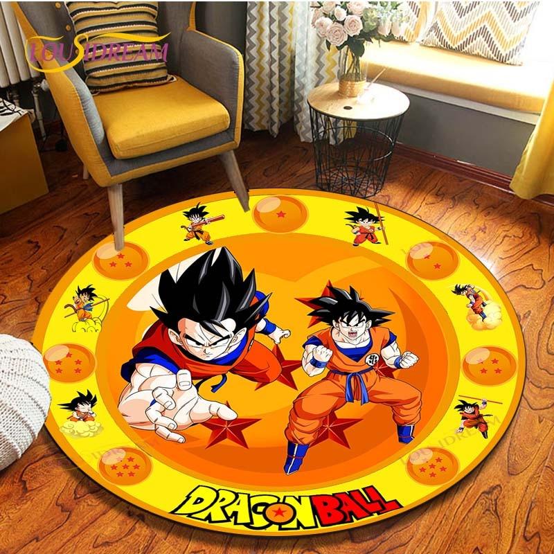 Anime Dragon Ball Goku Round Carpet  Living Room Non-slip Chair 3d Carpet Home Decor Tapis Salon Rugs Mats