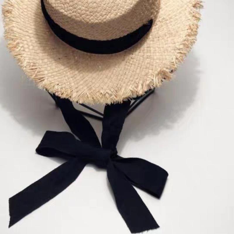 Neue Mode Damen Sonnenhut Brandneu Damen Sommer Band Strohhut Lafite Strandhut Breiter Rand Sombreros Hombre Reise Urlaub