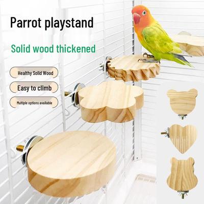 Solid Wood Parrot Perch Platform for Budgies and Cockatiels