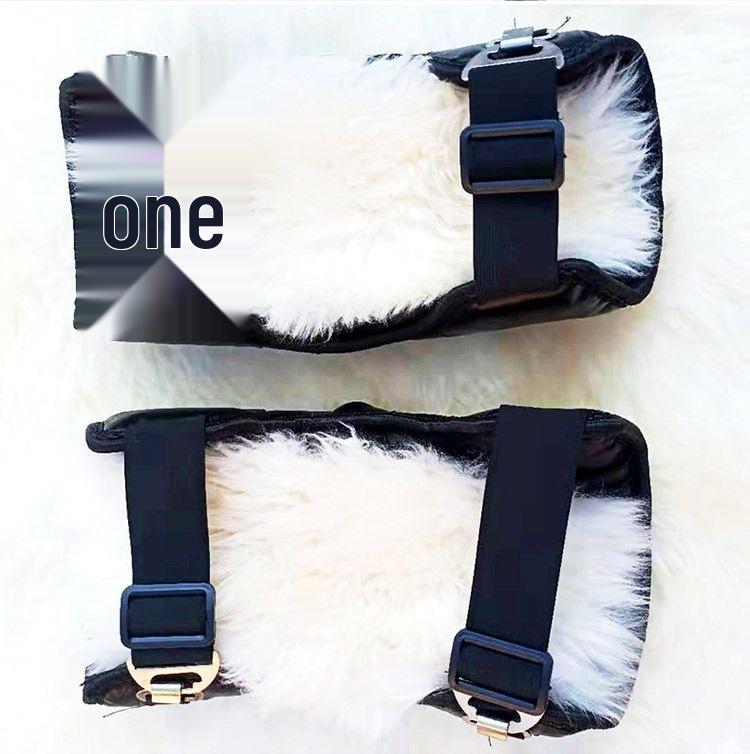 Genuine Leather Wool Knee Pads with Fleece Lining - Winter Cold Protection & Windproof for Motorcycle and Electric Scooter Riding